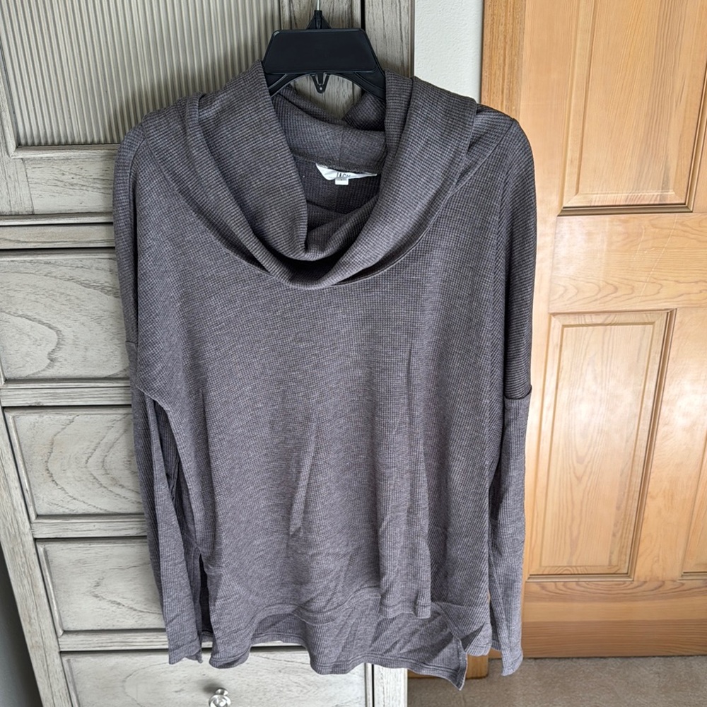 Gray Cowl Neck Sweater with Relaxed Fit
